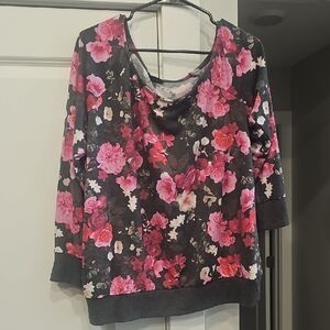 Torrid Floral Off The Shoulder Women's Top - Pink and Gray Size 0